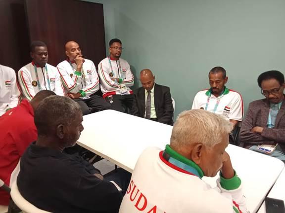 وزير الشباب والرياضة   السوداني يخاطب البعثة المشاركة في دورة التضامن الاسلامي